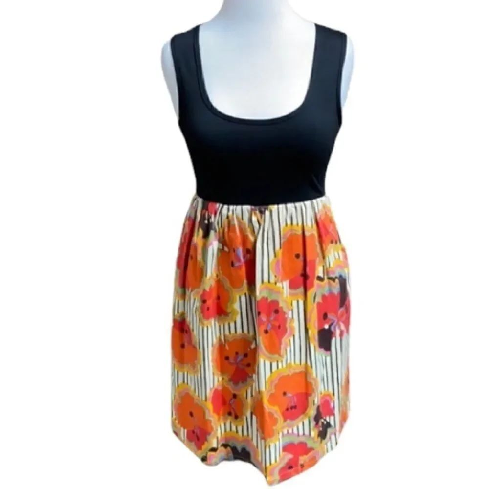 Judith March Floral Sleeveless Dress Retro Bow SM